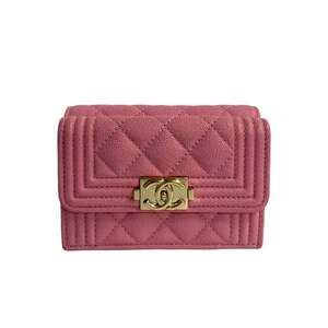 CHANEL Authentic Pink Caviar Leather Wallet
